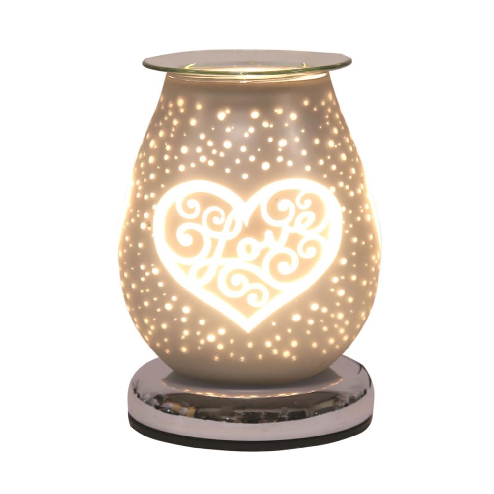 Aroma Love Heart White Satin 3D Electric Wax Melt Warmer £23.39